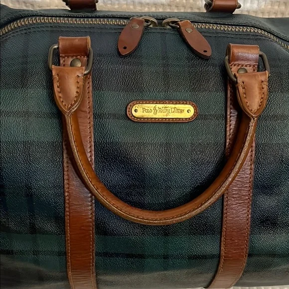 RALPH LAUREN Black Watch Plaid Boston Weekend Travel Duffle Doctors Bag 48CM - Picture 5 of 11